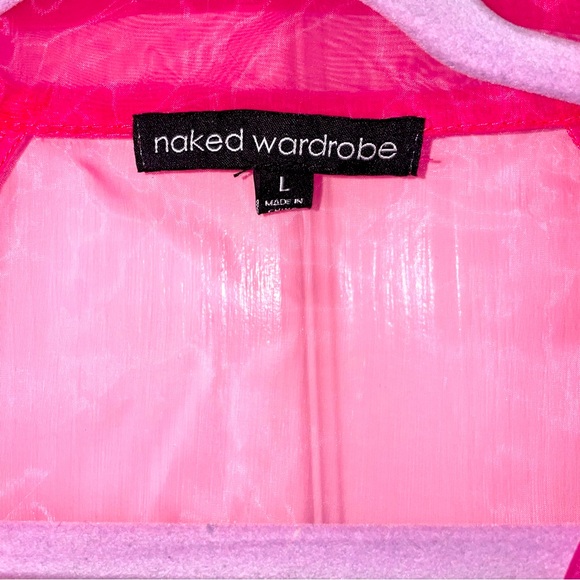NWOT Naked Wardrobe Neon Pink Half Zip Crop Top - Picture 7 of 13